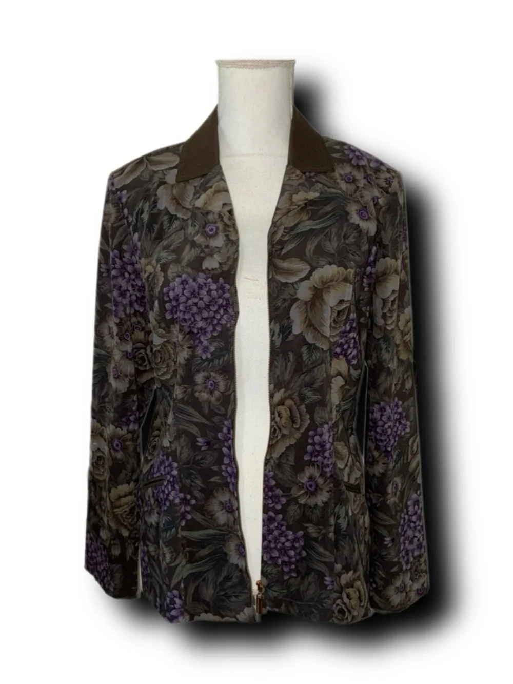 Vintage 90s Miss Dorby Zip-Up Floral Blazer/Jacket Retro Grannycore Vibes